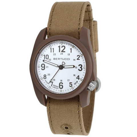 Bertucci Watch White w/ Ombra Brown dial - Sahara Comfort Canvas band