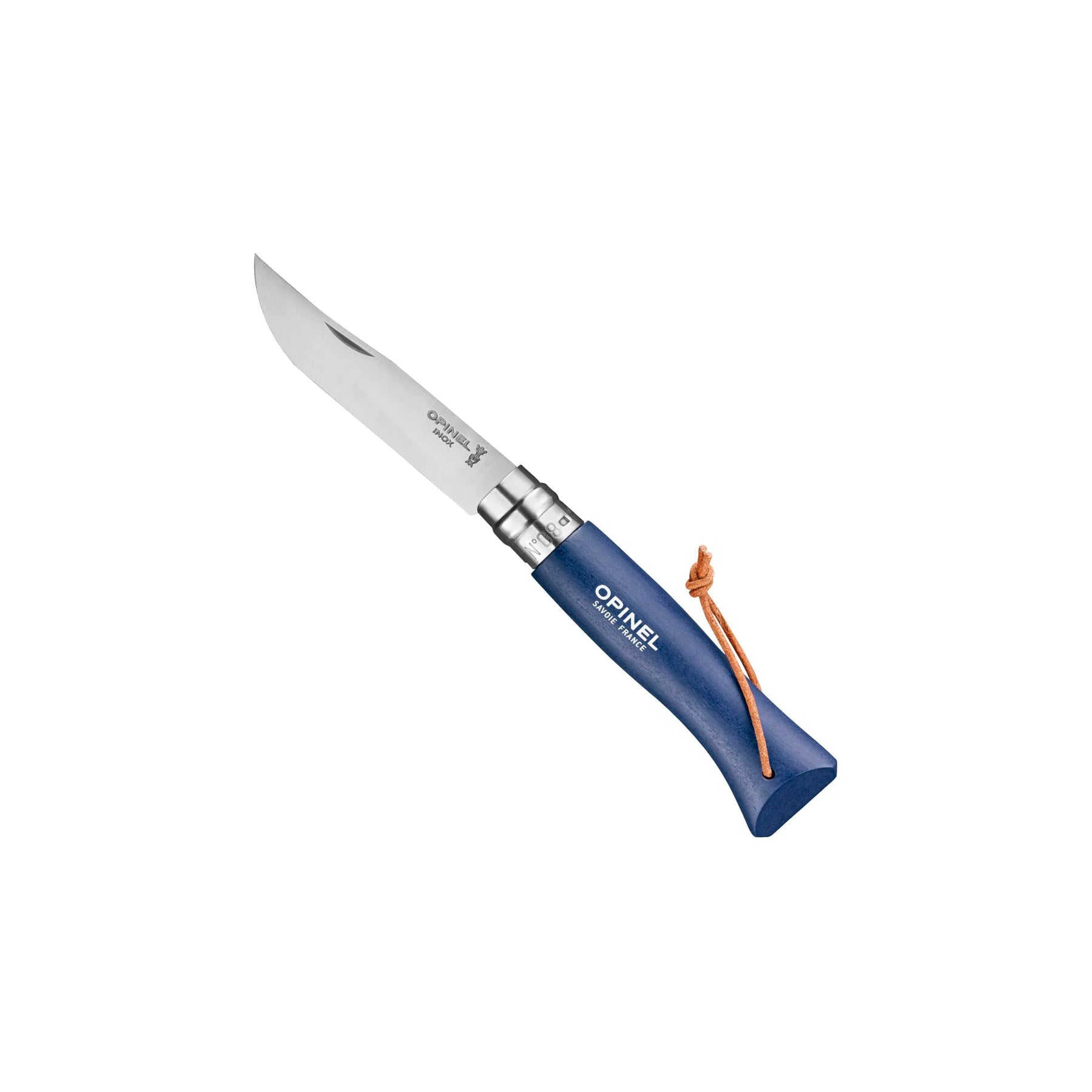 Opinel No 8 Origins Colors with Leather Strap, Blue