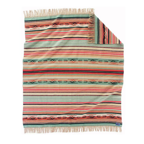 Pendleton Fringed Jacquard Throw, Coral
