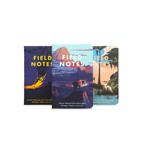 Field Notes National Parks 3 Pack, Glacier, Hawaii Volcanoes, Everglades , Series F