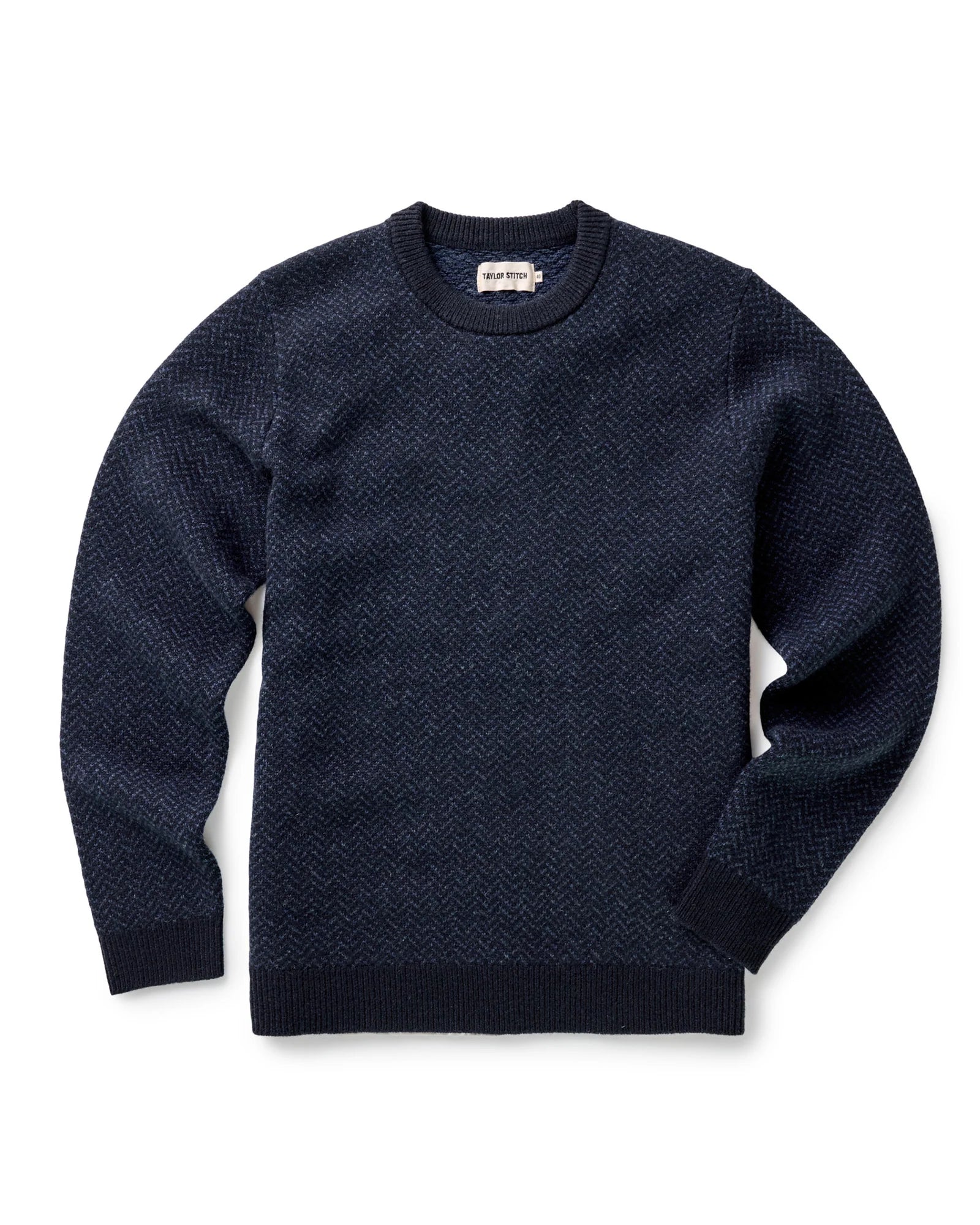 Taylor Stitch The Eddy Crew in Heather Marine Herringbone