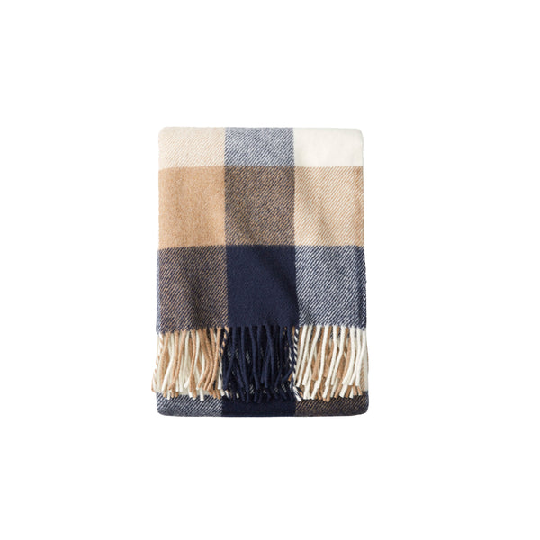 Pendleton Eco-Wise Wool Fringed Washable Throw, Navy/Camel – Old Souls NY