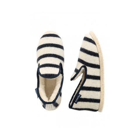 Armor Lux Wool Slippers: Navy/Nature