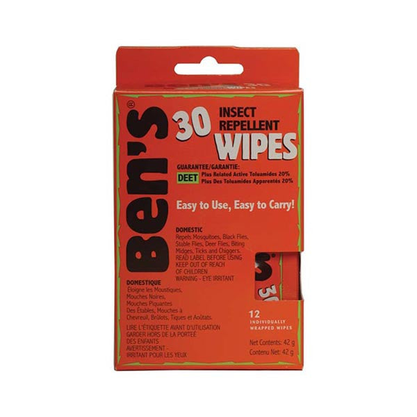 Ben's Insect Repellent Wipes, 30% Deet, 12 Pk