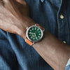 Shinola Runwell 47 MM | Stainless Steel Polished Plating | Green Dial | Brown Leather Strap