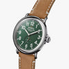 Shinola Runwell 47 MM | Stainless Steel Polished Plating | Green Dial | Brown Leather Strap