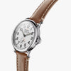 Shinola Runwell | 41MM | Stainless Steel Polished Plating | White Dial | Brown Leather Strap