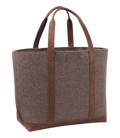 L.L. Bean Leather Trim Wool Tote