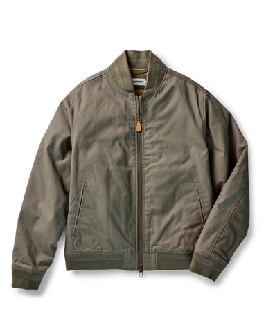 Taylor Stitch The Insulated Bomber Jacket in Fatigue Olive Dry Wax