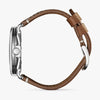 Shinola Runwell | 41MM | Stainless Steel Polished Plating | White Dial | Brown Leather Strap