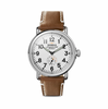 Shinola Engravable Runwell 41mm Watch | White Dial 41 1st Polished Stainless Steel | Tan Strap