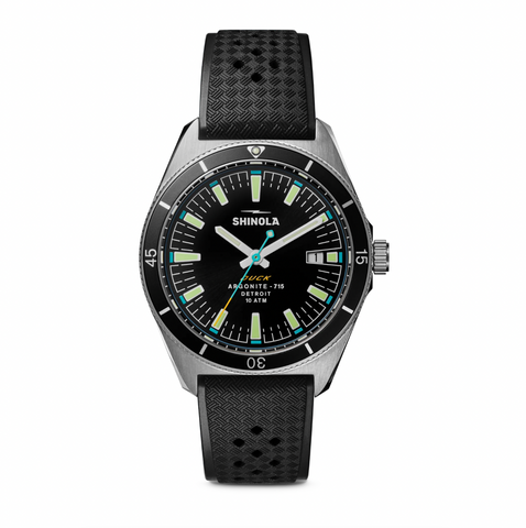 Shinola Duck Watch | Black Dial | Black Rubber Strap | 40mm