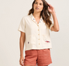 Pendleton WOMEN'S SHORT-SLEEVE EMBROIDERED LINEN CAMP SHIRT