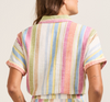 Pendleton WOMEN'S SHORT-SLEEVE STRIPE LINEN SHIRT