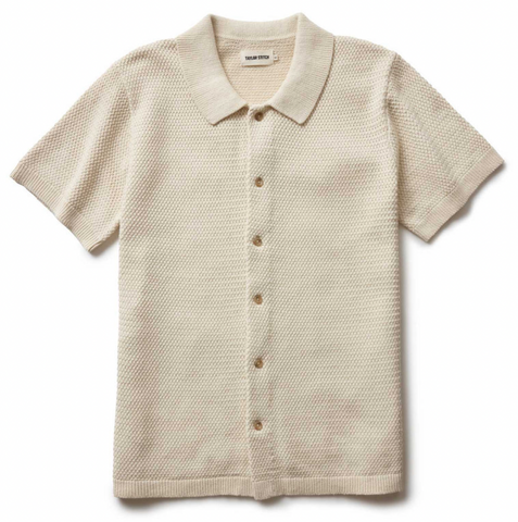Taylor Stitch The Button Down Polo in Heather Oat Crochet