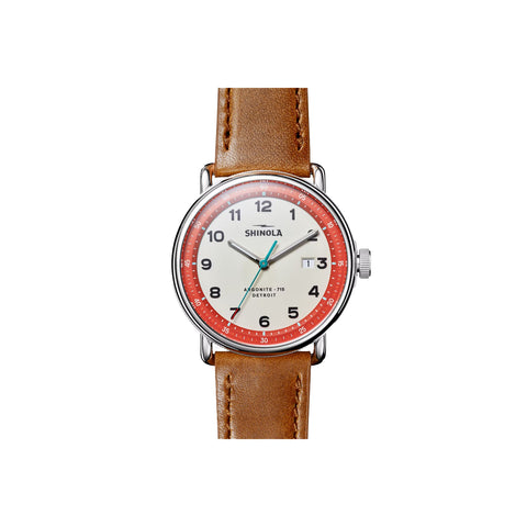 Shinola Runwell | 41 mm | Stainless Steel Polished Plating | Grey Blue Dial | 20mm Brown Leather Strap