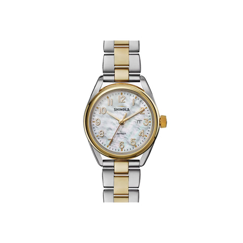 Shinola Derby 3 HD | 38MM | Mother Of Pearl Face | Silver & Gold Bracelet