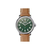 Shinola Runwell 47 MM | Stainless Steel Polished Plating | Green Dial | Brown Leather Strap