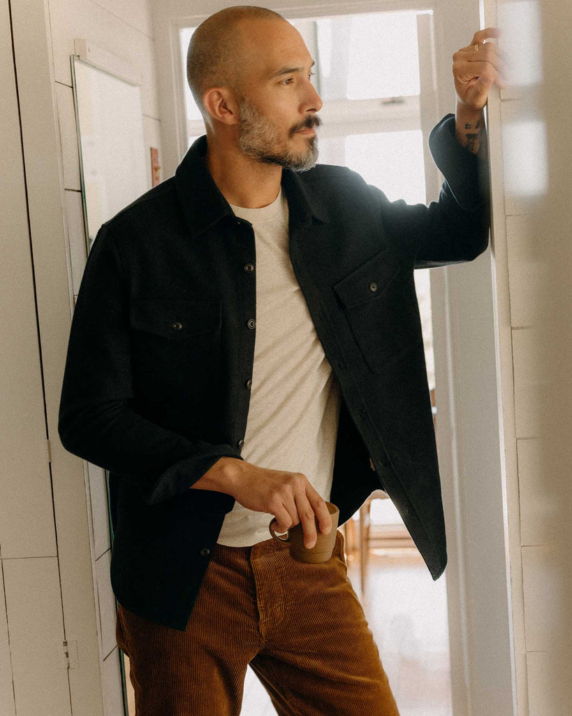 Taylor Stitch The Maritime Shirt Jacket in Dark Navy Moleskin