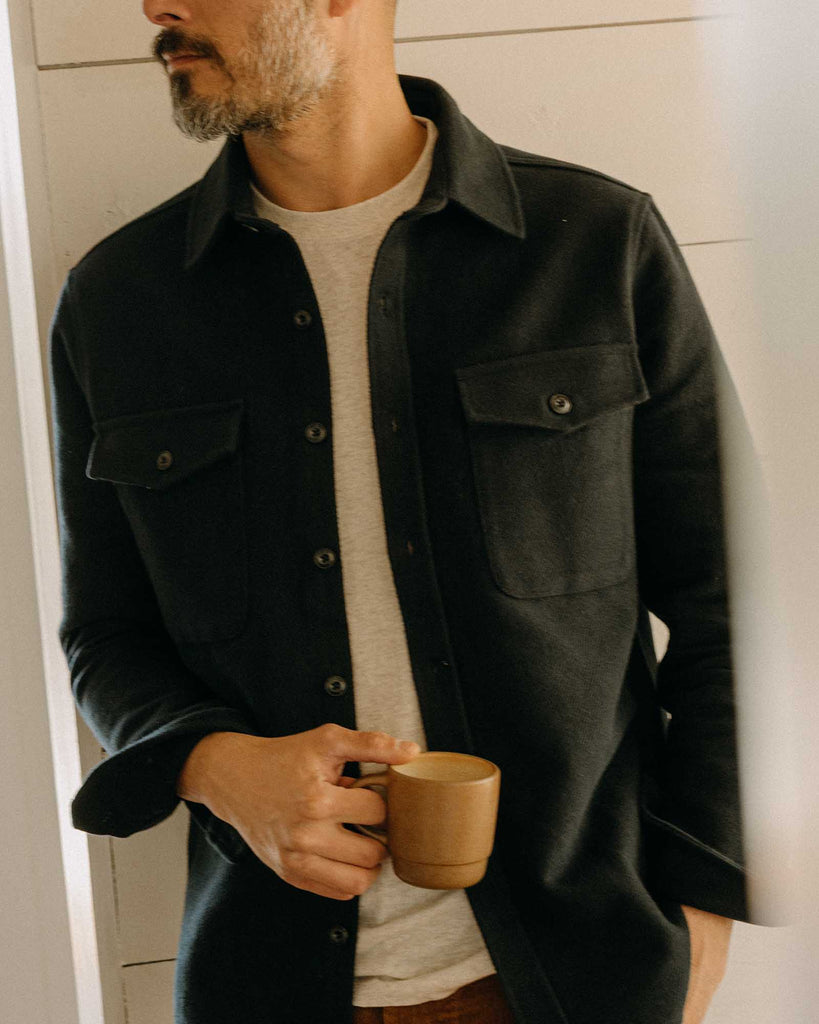 Taylor Stitch The Maritime Shirt Jacket in Dark Navy Moleskin