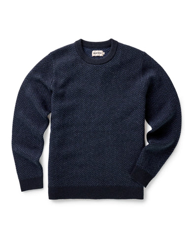 Taylor Stitch The Eddy Crew in Heather Marine Herringbone