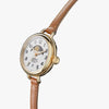 Shinola Birdy Moon Phase | 34mm | Polished PVD Gold Plating | White Matte Velvet Dial | 8mm Bourbon Leather Strap