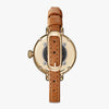 Shinola Birdy Moon Phase | 34mm | Polished PVD Gold Plating | White Matte Velvet Dial | 8mm Bourbon Leather Strap