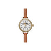 Shinola Birdy Moon Phase | 34mm | Polished PVD Gold Plating | White Matte Velvet Dial | 8mm Bourbon Leather Strap