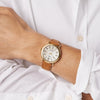 Shinola Runwell 3HD 41 MM | Mother of Pearl Case | Bourbon Leather Strap | Polished PVD Gold Case