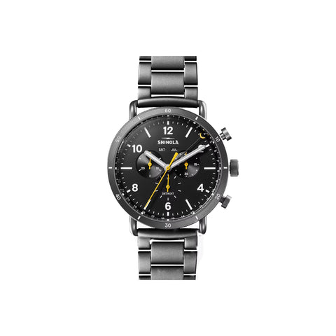 Shinola Canfield Sport | 45MM | Gunmetal Bracelet | Sanblast PVD Gunmetal Anti Fingerprint Case