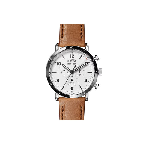 Shinola Runwell | 41 mm | Stainless Steel Polished Plating | Grey Blue Dial | 20mm Brown Leather Strap